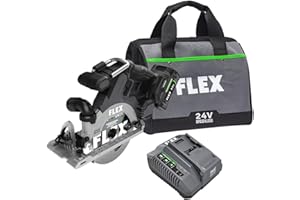 FLEX 24V Brushless Cordless 6-1/2-Inch In-Line Circular Saw Kit with 5.0Ah Lithium Battery and 160W Fast Charger - FX2131A-1C