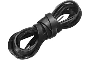 uxcell Flat Leather Cord, 3.3 Yard 8mm Leather String Strips Lacing for DIY Crafts Making Bracelet Purse Strap, Black
