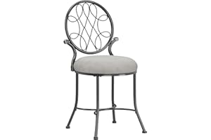 Hillsdale O'Malley Vanity Stool with Spiral Pattern Design, Metallic Gray Fabric