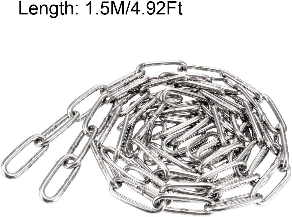 sourcing map Stainless Steel 304 Hardened Proof Coil Chain 1.5m Length 3mm Thickness Zinc Plated, 1.5 Meters - Image 3