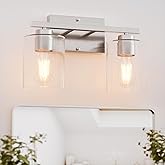 Honesorn Bathroom Light Fixtures, 2 Light Brushed Nickel Vanity Lights, Modern Bathroom Light with Clear Glass Shade, E26 Bas