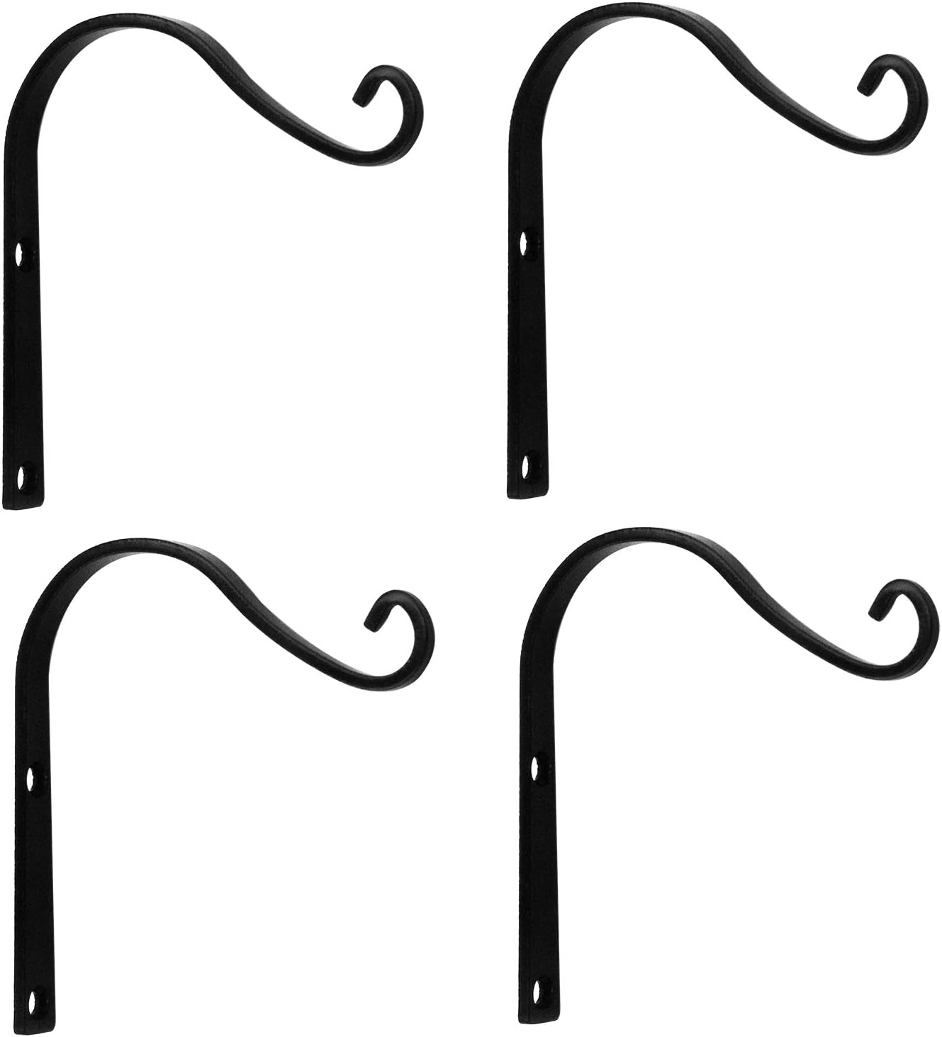 Outdoor Hanging Brackets - Hanging Wall Plant Brackets Hooks: 4 Pack Metal Iron Wall Decorative Hooks for Plant Hangers, Lights, Coat, Bracket, Bird feeders, Rustic Home Decor Indoor & Outdoor Hook-Small Size