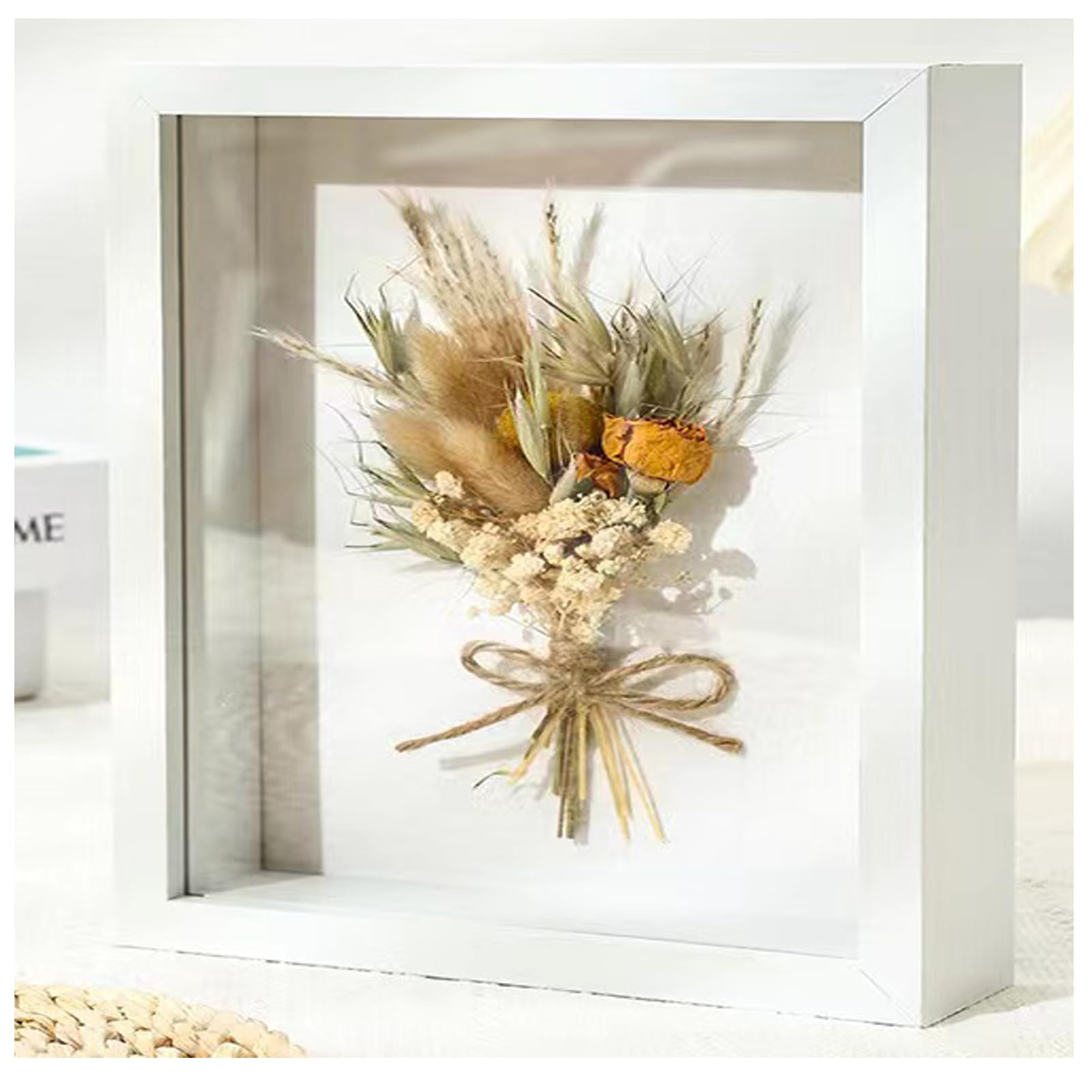 3D Shadow Box (22 x 22cm) Deep Frame for Objects up to 4.5 cm Object Frame for Filling, 3D Display Box for Objects Photos Artworks Memories Flowers Crafts (white,3cm) — image 1