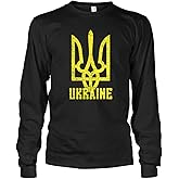 Cybertela Men's Ukrainian Coat of Arms Ukraine Flag Pride Long Sleeve T-Shirt