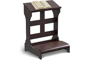 Gtouse Prayer Kneeler, Wooden Prayer Bench Stool for Kneeling, Padded Kneeling Stool for Prayer at Home, Church Prayer Bench Stool Table with Shelf and Cushion