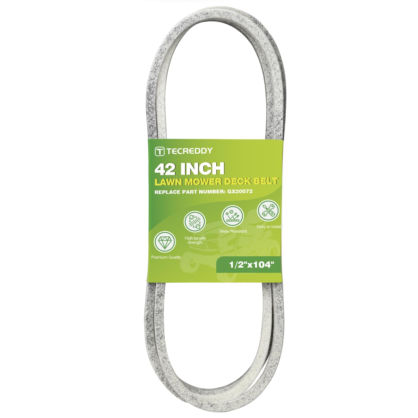 Photo 1 of GX20072 Mower Deck Belt for John Deere 42 inch D105 D110 D130 E100 L100 L110 L118 L120 L130 LA105 LA115 S100 100 Series Lawn Mower GY20570 - Aramid Deck Belt, 1/2" X 104"
