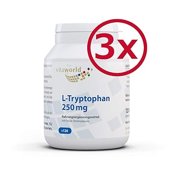 Amazon.com: Pack de 3 L-Triptófano 250 mg 360 Cápsulas ...