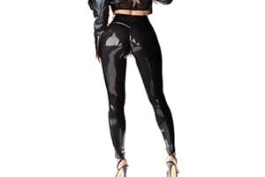 Mstaad Patent Faux Leather Leggings for Women High Waisted Butt Lifting Lacquer Pleather Latex Shiny Pants Concert Outfits