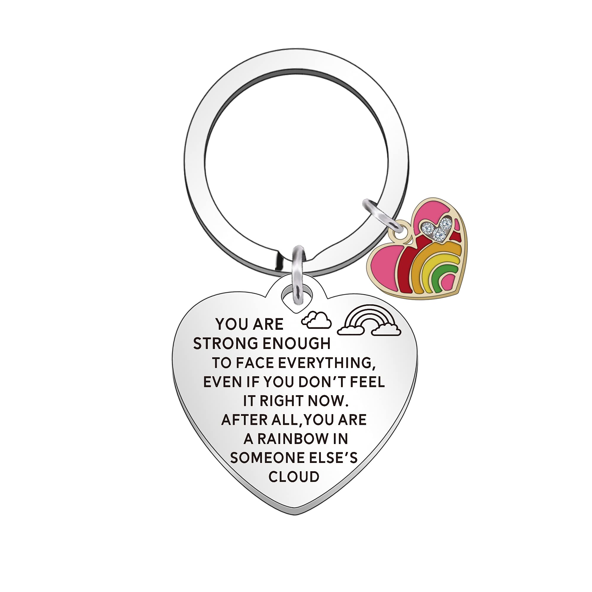 WTOPP Rainbow keyring gifts Rainbow in someone else’s cloud thinking of you miss you gifts for best friend Keyworker cheer up keychain inspirational keyring gifts for women