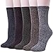 5 Pairs of Thick Knit Warm Casual Cotton Crew Winter Socks for Women