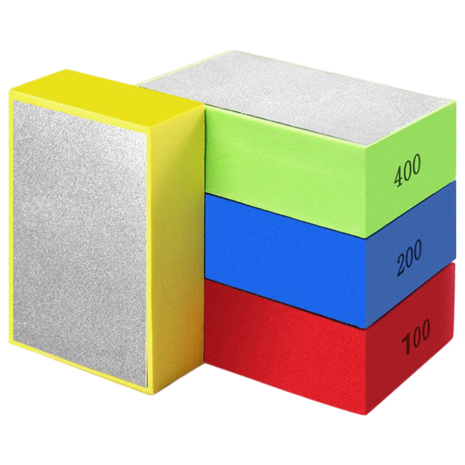 Tiutgen 4 Pcs Diamond Hand Polishing Pads - Diamond Sanding Block with 400# Grit for Concrete, Stone, Marble, Ceramic Tile & Glass