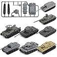 ViiKONDO 1/144 Scale Toy Tank Model Kit Military Vehicle WWII German Tiger Panther T34/85 AMX-30 Army Tabletop Wargame Diorama Hobby Building 8 PCS