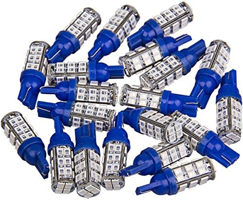 921 194 LED Light bulb, Super Bright LED Bulbs for Car Interior Lights Dome Map Door Courtesy License Plate Lights W5W 168 192 T10 Wedge 28-SMD Bulbs (Pack of 20, Blue)