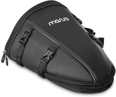 MOSISO Motorcycle Tail Bag 10L Waterproof PU Leather with Shoulder Strap Black