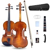YoungMonic Violin 4/4 Full Size Kit For Beginners Handmade Acoustic Violins Set Fiddle Kit with violin Bow Bridge 4strings