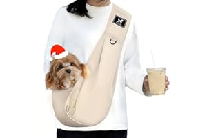PAWPUBBY Dog & Cat Carrier Sling, Adjustable Soft Padded Shoulder Puppy Carrier, Hands-Free Dog Carrier Bag with Double Safety Buckles Premium Material for Outdoor Travel, Apricot, M