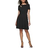 DKNY Womens Short Length Scuba Crepe Jewel Neck Dress