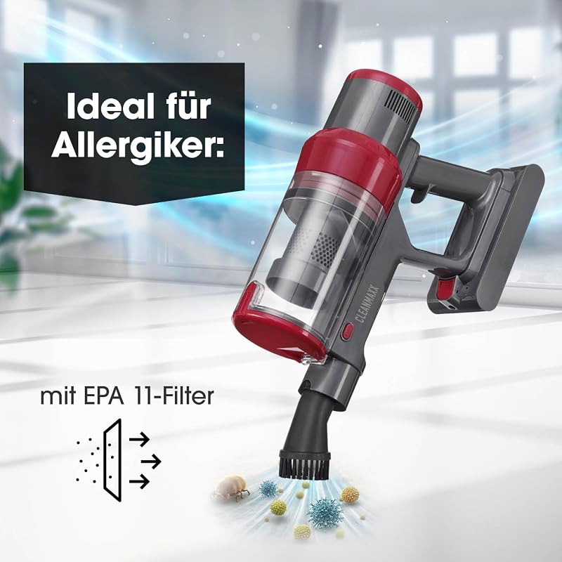 2in1 Akku-Zyklon-Staubsauger | Kabelloser Hand- & Bodenstaubsauger mit starkem 22,2 V Li-Ion Akku | Bis zu 38 Min Laufzeit & 12kPa Saugleistung| EPA-11-Filter & 800ml Kapazität — Foto 2 von 7