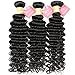 JQM 8A Brazilian Deep Wave Bundles Unprocessed Virgin Curly Hair Weave Remy Wavy Human Hair Extensions 3 Bundles Deals #1B Natural Black Color