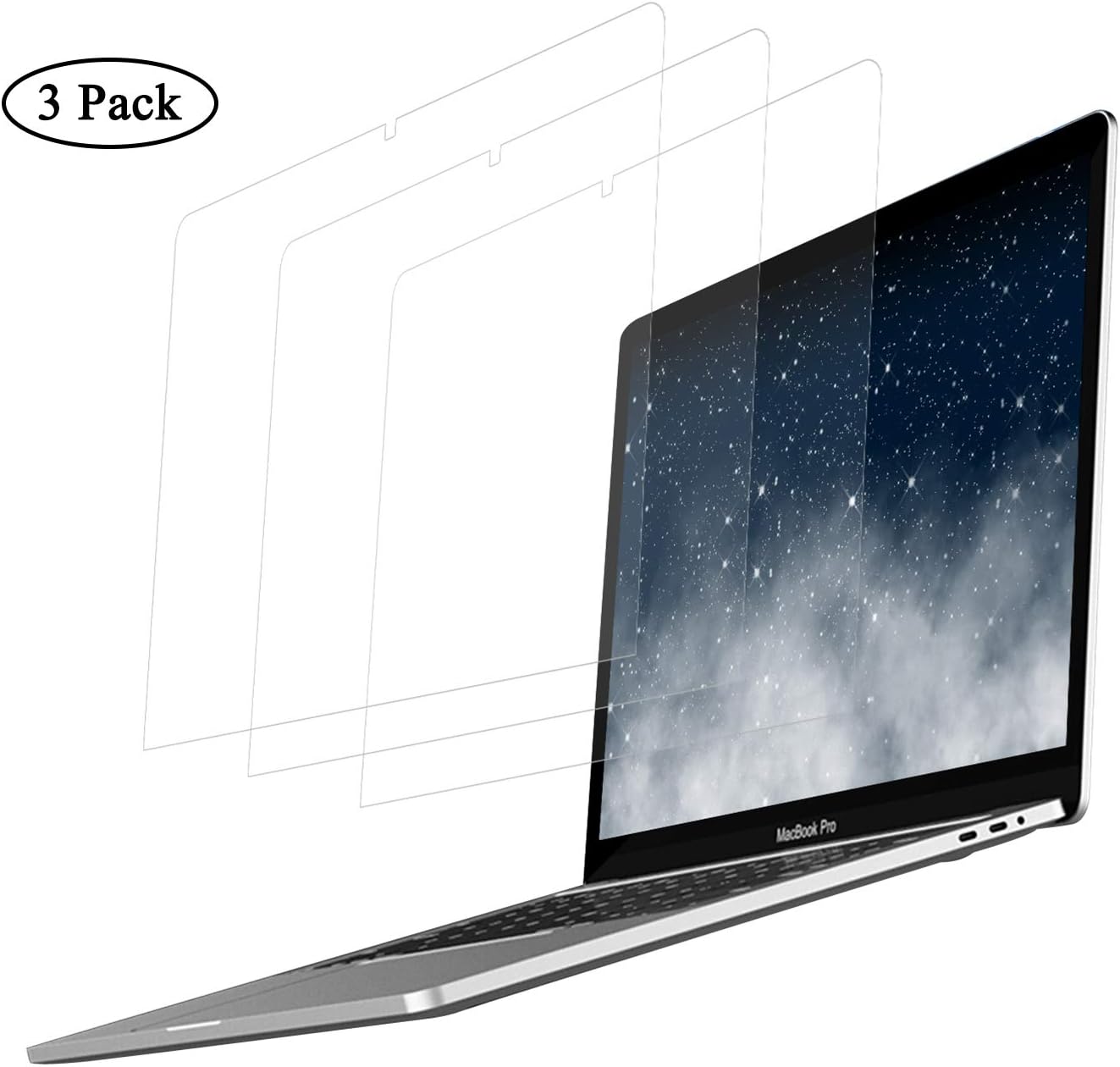 MasiBloom 3 Pack Clear Screen Protector for MacBook Pro 16 inch with Touch Bar & Touch ID Model: A2141 (2019 Released) 4H Hardness Anti Scratch (for 16" MacBook Pro, Screen Protector- 3PCS)