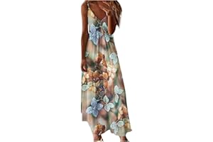 Cbcbtwo Summer Dresses for Women 2023,Sleeveless Boho Sundress Casual V-Neck Long Dresses Hawaiian Beach Dress for Vacation