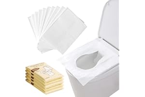 LAGINCIG 50PCS Toilet Seat Covers Disposable Flushable Travel Essentials for Public Restrooms, Airplane, Camping Convenient Paper Covers for Men Women