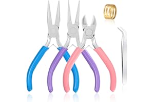 MUZHUPGUZ 3 Pcs Jewelry Pliers Set - Needle Nose, Round Nose and Wire Cutters for Jewelry Making, Repair and Crafts，Wire Wrapping Beading Crafts Pliers