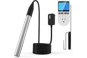 BSUOWEK 1800W Immersion Pool Water Heater, Electric Submersible Hot Tub Water Heaters with LCD Thermostat & GFCI Plug, Fast Heating for Inflatable Swimming Pool, Stock Tank, Bathtub, Bucket, Baptistery (BL)