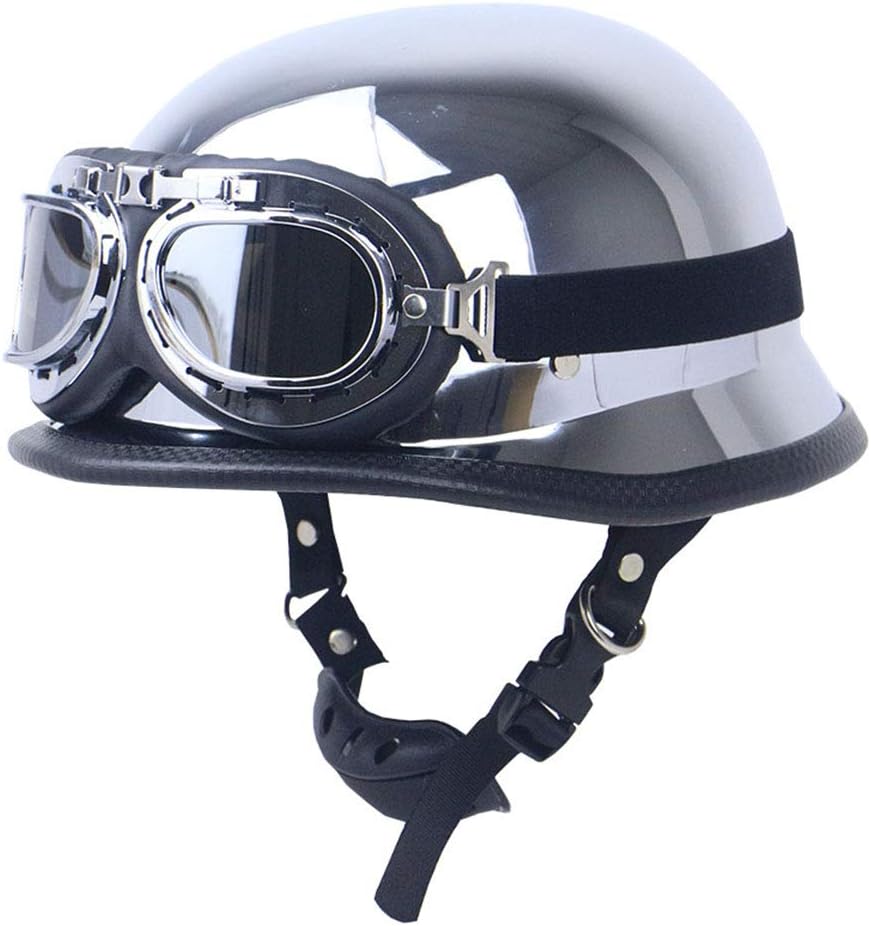 LTongx ZR Half Open Face Motorradhelm mit Fliegerbrille Vintage Jet