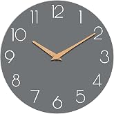 cicininc 8 Inch Battery Operated Wall Clock, Silent Analog, Gray | Kitchen | Office | Bedroom | Bathroom | Small Size | Easy-to-read Numbers