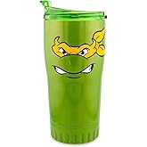 Silver Buffalo Teenage Mutant Ninja Turtles Michelangelo Stainless Steel Tumbler With Spill-Resistant Closing | Holds 20 Ounces