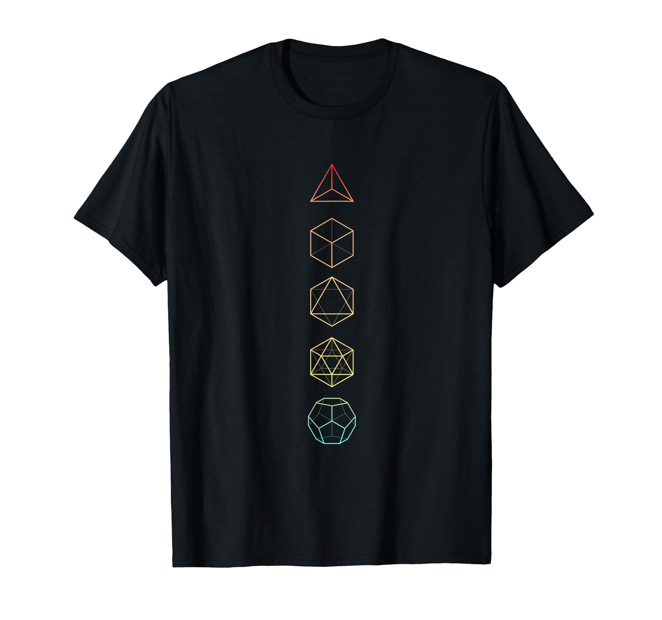 Photo 1 of  MAROON NOT BLACK  Rainbow Platonic Solids - Sacred Geometry T-Shirt small