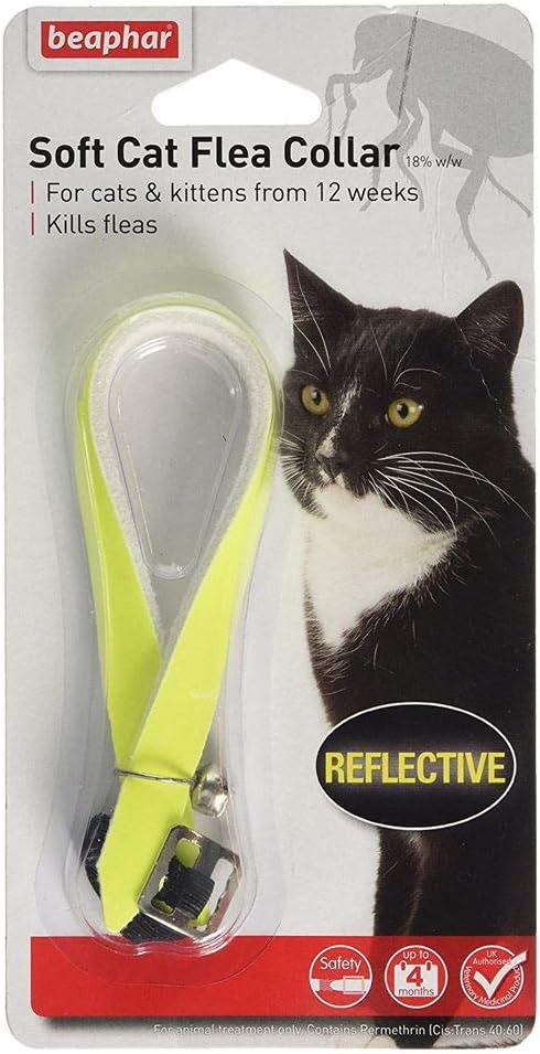 (2 Pack) Beaphar Cat Flea Collar Reflective Yellow White Size