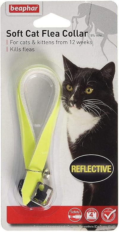 (2 Pack) Beaphar Cat Flea Collar Reflective Yellow White Size