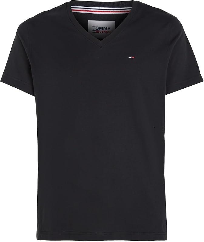 TJM ORIGINAL JERSEY V NECK TEE Hauts en tricot à manches courtes Homme, Noir (TOMMY BLACK), M