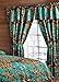 20 Lakes Woodland Hunter Camo Valance, Panels, & Tie Backs Curtain Drape Set Five Pieces (Teal)
