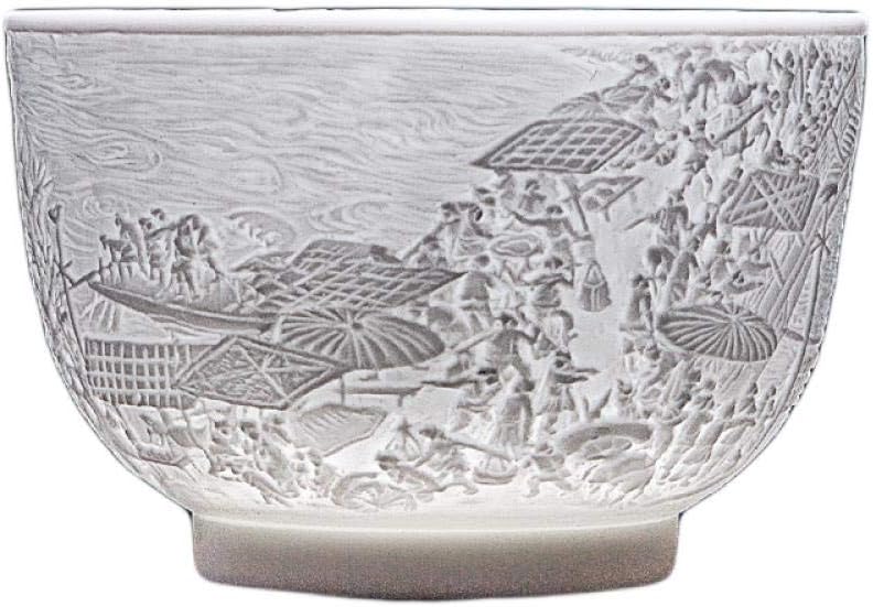 DHASJ Porcelain Crafts Jingdezhen Hand-Carved Qingming Shanghe Tupin Tea Cup Ceramic Cup Kung Fu Tea Set Master Cup Single Cup, Zodiac Snake Cup