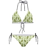 JEOCODY Women's High Waist Halter Bikini Set Two Piece Swimsuits Triangle Bikini Sets
