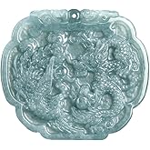 AMINKINA Blue Water Jadeite Dragon and Phoenix Necklace, Dragon and Phoenix Brand Pendant Necklace for Couples, is an Eternal and Elegant Talisman of Happiness