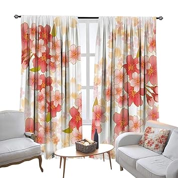 Amazon Com Floral Kitchen Curtains Japanese Sakura Flowers Cherry