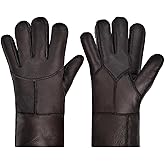 Harssidanzar Winter Leather Gloves,Warm Shearling Wool Lined for Women Winter Cold Weather Gloves KL029US
