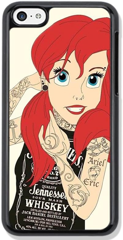 Tattoo Ariel Little Mermaid Design Hard Case Cover Skin for iphone 6 iPhone 5 5c 5s iPhone 4 4S Samsung Galaxy S5 S4 S3 note2 note3 note4 (Case for iPhone 5c(Black Hard))