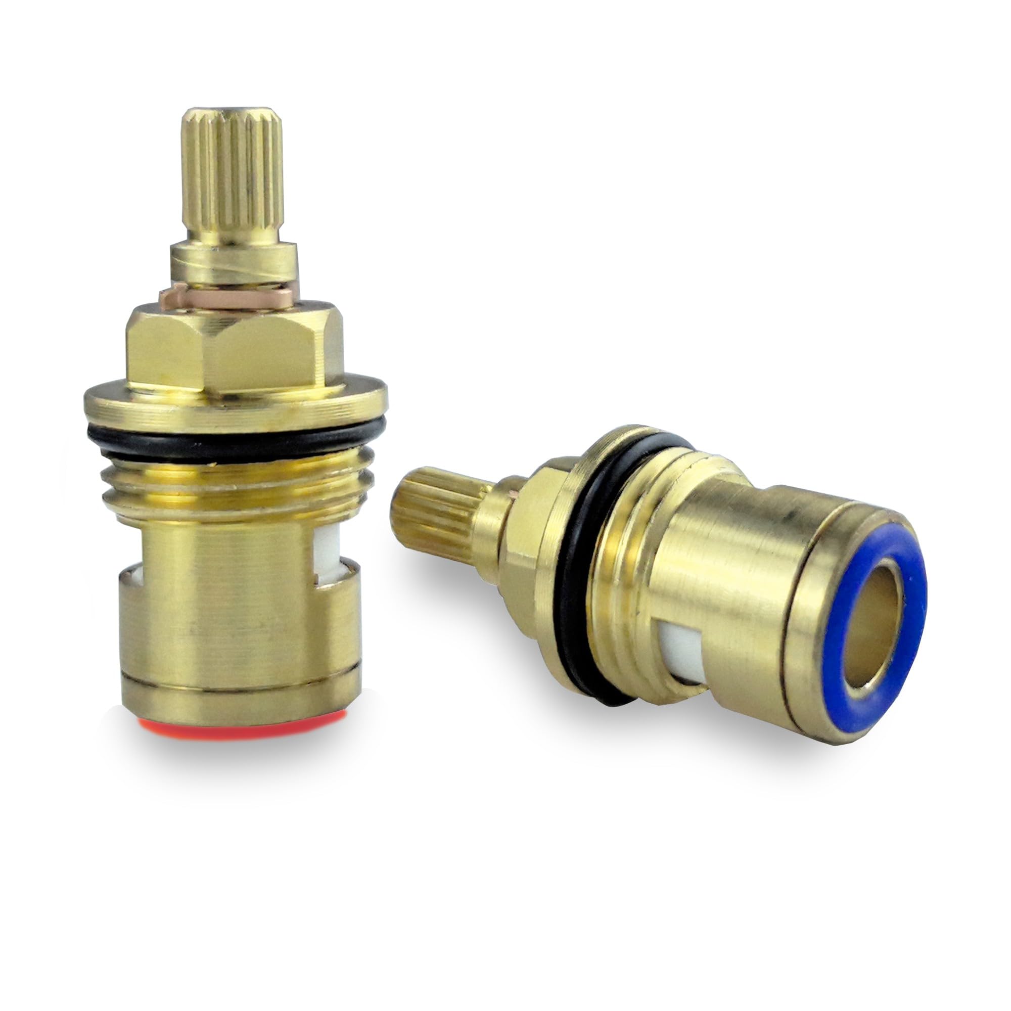 Haiba Replacement Brass Ceramic Disc Tap Valve Insert Gland Cartridge Quarter Turn 1/2" for Bathroom Kitchen Tap (1 Pair Hot & Cold)