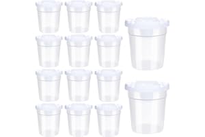 RETAINBRE 12 Packs No Spill Paint Cups for Kids Small Plastic Paint Containers with Lids Spill Proof Water Cup for Painting, School, Classroom, Art Crafts Supplies