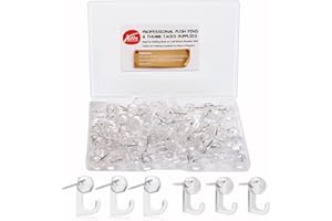 YALIS 50 Pcs Clear Push Pin Hooks, Cork Board Pin-Hooks Decorative Thumb Tacks Hook for Photo Wall, Bulletin Board, Home Wall, Home Office School Pinning and Hanging