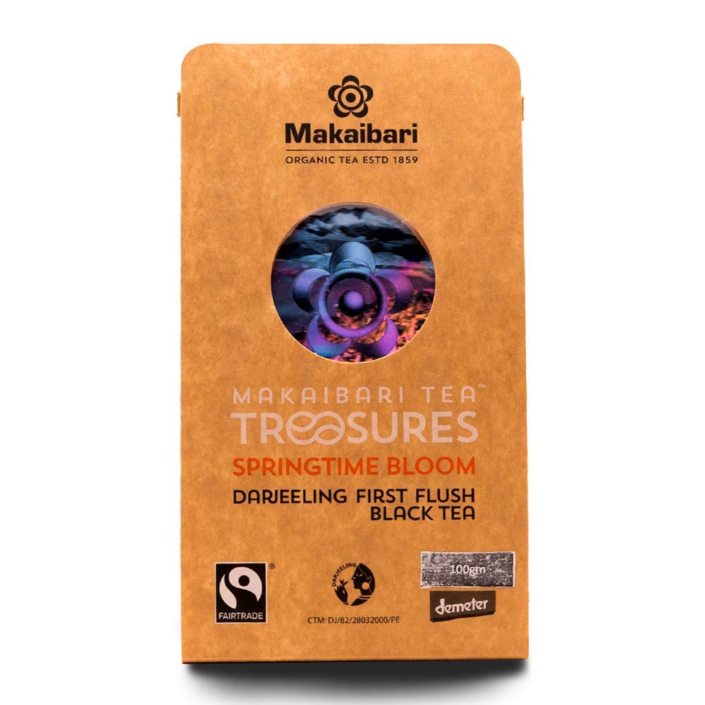 Photo 1 of   exp apr /2026Makaibari Tea Treasures Springtime Bloom 100 gm Loose Leaf First Flush Black Tea | USDA Organic Certified Darjeeling Black Tea | Single Estate Loose Leaf Tea | Since 1859 | 50 Cups