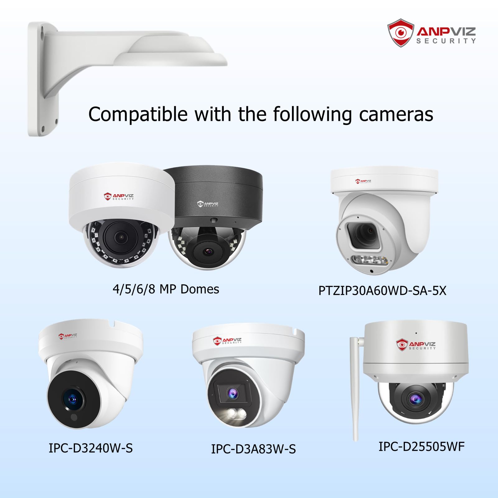 Anpviz Wall Mount Bracket for Outdoor Indoor 35ZJ, Full Metal Design, Compatible with Anpviz IP PoE Cameras IPC-D250/240/280W-S, IPC-D3240W-S, IPC-D3A83W-S, IPC-D25505WF, PTZIP30A60/30A80WD-SA-5X