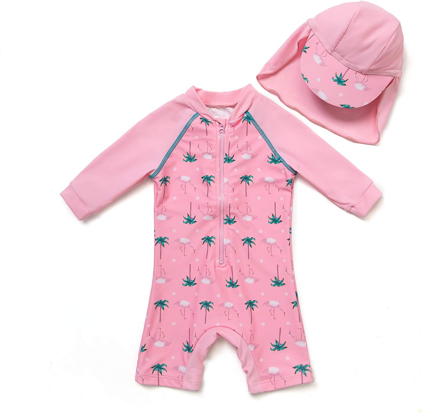 Baby Girl Bathing Suit Long Sleeve UPF 50+ Sun Protection Come with a Hats