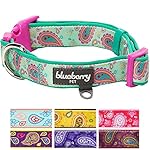 Blueberry Pet 7 Colors Soft & Comfy Paisley Flower Print Neoprene Padded Dog Collar, Emerald Green, Small, Neck 12"-16", Adjustable Collars for Dogs