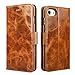 iPhone 8 Case iPhone 7 Leather Case, Icarercase Oil Wax Genuine Leather Detachable 2 in 1 Case, Wallet Folio Flip and Back Cover Design with Magnetic Strap for iPhone 7/8 4.7 inch (Brown)